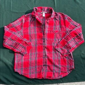 Victoria’s‎ Secret pajama top small Red Plaid Button-Up Shirt